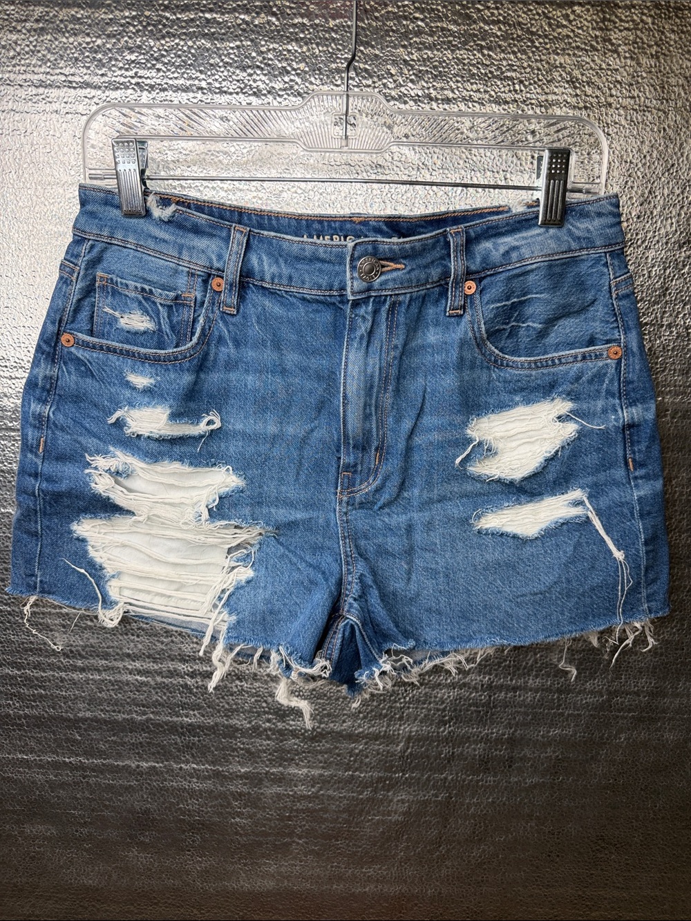 American Eagle Outfitters Blue MoM Distressed Denim Cutoff Shorts